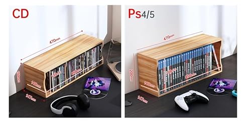 Beocex 木製CD収納ラック 無垢材 収納ボックス PS4ゲームソフト収納 ディスクスタンド メディアケース 整理ラック 卓上収納 おしゃれ 家庭用 (A,CDラック)