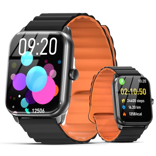 スマートウォッチ 【1.96インチ超大画面 ＆ 10日間連続使用】 Android対応＆Iphone対応 Bluetooth5.4 通話機能 音楽再生 多種類データ測定 21種類の運動モード 着信通知 IP68防水 Smart Watch ランニングウォッチ SMS/Twitter/Line通知 男女兼用 プレゼント バンド幅22mm (ブラック（磁気タイプ）)