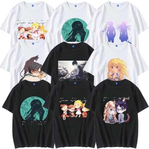 [パニモ] 対応四月は君の嘘 Tシャツ 半袖 宮園かをり 有馬公生 T-shirt インナーシャツ 夏服 コスチューム 日常服 スポーツウエア カジュアル (色/8,L) [並行輸入品]