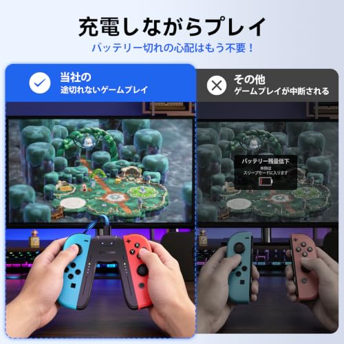 NEWDERY LIFE Switch対応 Joy Con用 充電グリップ ジョイコン用 グリップ ブラック | Joy-Con対応