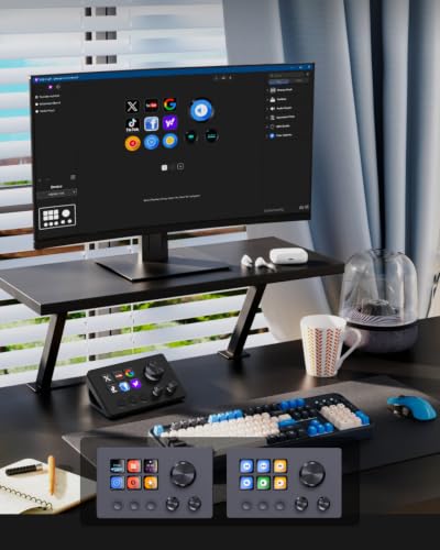 VSDINSIDE ストリームドックストリームコントローラー N3ブラック | 6つのLCDカスタマイズキー＆3つのダイヤル搭載, マクロキーボード, OBS・Premiere Pro・Excel対応, PC/Mac両対応, USB有線接続 左手用デバイス