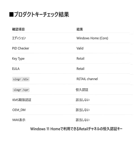 Windows11 Home 1台用 プロダクトキー