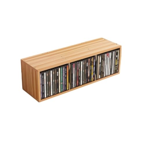 CD 収納ラック 組み合わせ自由 ディスク棚 DVD ゲームソフト収納 積み重ね可能 卓上収納 (3段式CDラック（横型） - ウォールナット) [並行輸入品]
