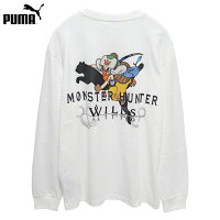(お得なクーポン発行中！) プーマ モンハンコラボ 長袖 ロンT モンスターハンター アイルー 吸水速乾 ホワイト メンズ レディース (メール便 送料無料) Puma MONSTER HUNTER LS TEE