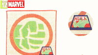マーベルキャラクター　ミニタオルワッペン　ハルク　HULK　MARVEL　ヒーロー　キッズ　タオル　アニメ　グッズ　映画