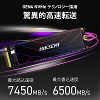 HIKSEMI SSD 4TB 放熱シート付き 高耐久性(TBW:7200TB) NVMe SSD PCIe Gen4.0×4 読み取り:7,450MB/s 書き込み:6,500MB/s PS5増設 内蔵 M.2 Type 2280 3D TLC NAND デスクトップPC ノートPC かんたん取付け 国内5年保証