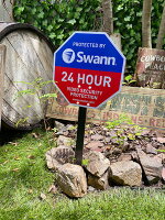 Swann　スワン　ホームセキュリティサイン　（ステッカー4枚付属）　看板　アメリカン雑貨　アメリカ雑貨　グッズ