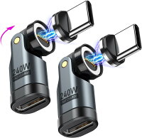 【C.WEST】240W対応 9Pin マグネットusb c to c 変換アダプタ 540°回転 Type-C 変換アダプタ 5A超急速充電 データ転送可 Book/Pro/phone/Android等対応 磁石 磁気 防塵 着脱式