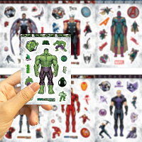 【送料無料】アベンジャーズ　ステッカー　Avengers MARVEL HEROES ファルコン　ハルク　ソー　キャプテンアメリカ　アイアンマン　ブラックウィドウ　シャープシューター　ビジョン　マーベル ディズニー disney W11*H16cm*8枚セット　MA01