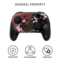 Nintendo Switch 用 PROコントローラ 専用 スキンシール ニンテンドー スイッチ プロコン 専用 デザインスキンシール 全面セット カバー ケース 保護 フィルム ステッカー デコ アクセサリー igstore 000049 和柄　桜　黒