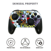 Nintendo Switch 用 PROコントローラ 専用 スキンシール ニンテンドー スイッチ プロコン 専用 デザインスキンシール 全面セット カバー ケース 保護 フィルム ステッカー デコ アクセサリー igstore 008487 カラフル　ペンキ　インク　パンク