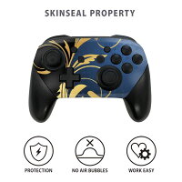Nintendo Switch 用 PROコントローラ 専用 スキンシール ニンテンドー スイッチ プロコン 専用 デザインスキンシール 全面セット カバー ケース 保護 フィルム ステッカー デコ アクセサリー igstore 008696 青　ブルー　植物　模様