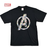マーベル Tシャツ MARVEL メンズ キャプテンアメリカ アベンジャーズ 半袖 アメコミ アイアンマン ハルク ソー ドクターストレンジ Aマーク キャラクター グッズ ストリート ダンス ロゴ ブラック コラージュ tシャツ 誕生日プレゼント インポート【メール便送料無料】