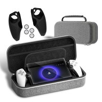 SPOSING【4点セット】PSポータブル ケース PS5 Portal 収納バッグ 『PlayStation Portal専用収納+ハンドルシリコン+コントローラー保護カバー+ガラスファイル』 PS5リモートプレーヤー プレイステーションポータブル PS5 リモートプレイヤーポーチ 大容量収納 全面保護 耐衝