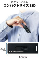 エレコム SSD 外付け 500GB USB3.2(Gen2) 読込速度500MB/秒 アルミ筐体 スライド式 キャップレス PS5/PS4/テレビ録画 対応 ブラック ESD-EMA0500GBK