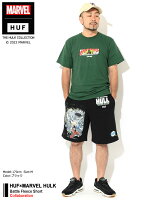 ハフ HUF ハーフパンツ メンズ マーベル ハルク バトル フリース ショーツ コラボ ( HUF×MARVEL HULK Battle Fleece Short スパイダーマン スウェットショーツ ショートパンツ ショートパンツ ハーパン ボトムス メンズ 男性用 PT00280 ) ice field icefield
