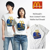 マクドナルド Tシャツ 波乗りドナルド マリブ店限定 ホワイト ｜ メンズ レディース 半袖 クルーネック McDonald's マック 海外買い付け スーベニア 綿 コットン100％ プリント 白 サイズ S M L XL