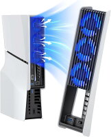 新型 PS5 Slim用 冷却ファン PS5 Slim用 冷却 PS5スリム用 冷却ファン 自動温度検出 風速調整可能 LEDライト USB 3.0 低騒音 熱対策 PS5 周辺機器 アクセサリー プレステ5 slim用冷却 ディスク通常版/デジタル版対応 (Black/White)