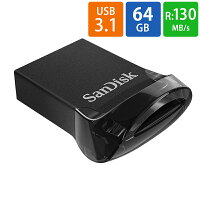 USBメモリ USB 64GB SanDisk サンディスク Ultra Fit USB 3.1 Gen1 R:300MB/s 超小型設計 ブラック 海外リテール SDCZ430-064G-G46 ◆メ