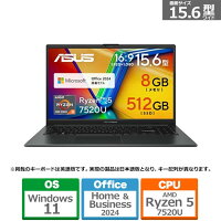 ASUS（エイスース） 15.6型ノートパソコン　ASUS Vivobook Go 15 E1504FA E1504FA-R585KWS4 ミックスブラック