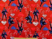 在庫処分 キャラクター生地 布 正規ライセンス品 2017年 輸入 USAコットン バットマン VS スーパーマン ジャスティスの誕生 23420104−3 スーパーマン ダークレッド 商用利用不可