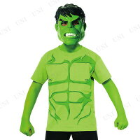 コスプレ 仮装 ハルク Tシャツ＆マスク 子供用 S 【 コスプレ 衣装 ハロウィン 仮装 コスチューム 子供 マーベル グッズ アベンジャーズ こども マスク アメコミ 男の子 Hulk 映画キャラクター キッズ MARVEL 公式 子ども用 パーティーグッズ 正規ライセンス品 】