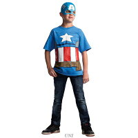 コスプレ 仮装 クラシックキャプテンアメリカTシャツ 子供用 S (マスク付き) Rubies Costumes アベンジャーズ キャプテン・アメリカ 仮装 コスプレ衣装 キッズ 映画キャラクター 子供用S
