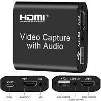 【送料無料】オーディオビデオキャプチャカード with Audio（メスーメス）フル HD 1080P 30FPSライブブロードキャスト用のHDMIループアウト付きライブストリーミングビデオゲームグラバー録音デバイス PS3/ PS4 /Xbox One/DSLR/ビデオカメラ/アクションカム用