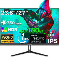 【楽天スーパーSALE 半額！】【2K IPSパネル】新品 ゲーミングモニター 23.8/27インチ 100/180Hz 1ms応答 1080P フルHD 超薄型 大画面 スピーカー内蔵 Type-c対応 フレームレス 178°広視野角 液晶モニター ディスプレイ ゲームモニター D-sub 取立簡単 PSE認証済