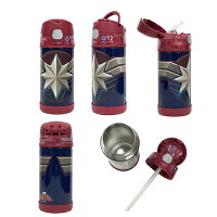 サーモス ストローボトル＆替えストロー (キャプテンマーベル) yts0029 水筒 Thermos Captain Marvel 保冷 アメコミ ヒーロー マーベル ロゴ 子供用 ステンレス キッズ 男の子 女の子 ネイビー アメリカ コミック かっこいい キャラクター グッズ メール便不可【10p】