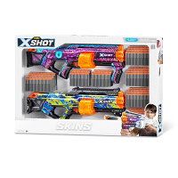 【送料無料】ZURU X-Shot SKINS ラストスタンド ダーツブラスター 2個パック+ダーツ300本付き　スキンズ/2丁セット/自動回転バレル