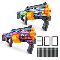 【送料無料】ZURU X-Shot SKINS ラストスタンド ダーツブラスター 2個パック+ダーツ300本付き　スキンズ/2丁セット/自動回転バレル
