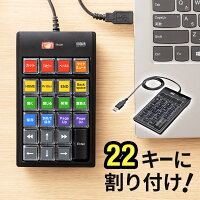【楽天1位受賞】テンキー プログラムキーボード プログラムテンキー 有線 プログラマブルテンキー プログラム ショートカット 自作 マクロテンキー マクロ キー割付 割り付け 割り当て機能 DTM CAD 22キー USB接続 左手デバイス 400-NT008