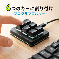 プログラマブルキーボード ミニ6キー 片手キーボード 左手デバイス 左手キーボード ちょい足しキーボード ゲーミングキーボード ワンボタン メカニカル 青軸 割り当て 割り当て機能 自作 ショートカット 割付 バックライト付き 有線接続 カスタマイズ ブラック