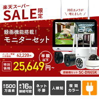 SS限定50%OFF【標準搭載500万画素 防犯カメラセット 】 録画機能付きモニター ワイヤレス 1~16台 セット ネット環境なし ソーラー 屋外 室内 ドーム レコーダー 家庭用 無線 最大8TB モニター一体録画機 監視カメラ 遠隔監視 スマホ連動 モニター付き ハードディスク DN65K