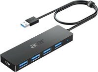 acer USB3.0 ハブ (4-in-1, 5Gbps) 増設 拡張 4ポート Hub 高速データ転送 延長ケーブル 軽量 コンパクト 給電用USB-Cポート付き ノートPC/PS5/PS4/Xbox/Surfaceに対応 セルフ/バスパワー両対応 USB ハブ テレワーク リモート 在宅勤務