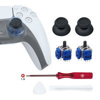 Mcbazel 7 in 1 ホール効果 PS5コントローラー 修理キット アナログジョイスティック ドリフト対策 Hallアナログジョイスティック2個 アナログキャップ2個 コントローラー交換部品 PS5 DSコントローラーのみと互換性があり 修理ドライバー付き-ブルー