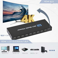 ENBUER HDMI 画面分割器 9入力1出力 hdmi画面分割切替器 4K 9x1 画面切り替え器 hdmi 1080P 9画面同時表示 シームレス切り替えマルチビューワ DVD ゲーム機 PS4 Pro Apple TV マルチビューアー テレビ専門店 売り場 DVD プロジェクター