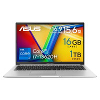 ASUS Vivobook X シリーズ ノートパソコン 15.6型 Core i7-13620H メモリ 16GB SSD 1TB Webカメラ Wi-Fi 6E Bluetooth Windows11 WPS Office付き 日本語キーボード X1502VA-I7H161SIRAD