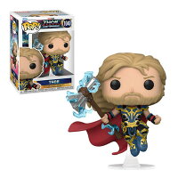 フィギュア Pop Marvel マイティ・ソー ラブ アンド サンダー ソー No 1040 Funko 高さ約9cm ビニール製 ボブルヘッド 首振り 青と金色の鮮やかなカラーリング ストームブレイカーと青い電気のエフェクト クリア台座付き 並行輸入品