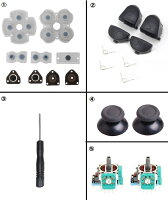 PS4コントローラー互換用 修理キット LRボタン アナログスティック ラバーパッド ドライバー 修理 パーツ[定形外郵便、送料無料、代引不可]