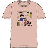 【名探偵コナン】コナンGoods柄半袖Tシャツ ベージュピンクM　かわいい　プレゼント　ギフト　漫画　アニメ　グッズ　アニメグッズ　キャラクター　キャラクターグッズ　キャラクター雑貨
