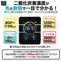 充電式 co2 センサー CO2濃度測定器 (二酸化炭素濃度計) Co2濃度を可視化 co2センサー 感染対策 感染予防 co2モニター co2メーター 簡単 学校 オフィス 飲食店 お店 家庭 換気 二酸化炭素 温度 湿度 小型 コンパクト 卓上型 壁掛け おすすめ 人気 コードレス USB充電式 家電